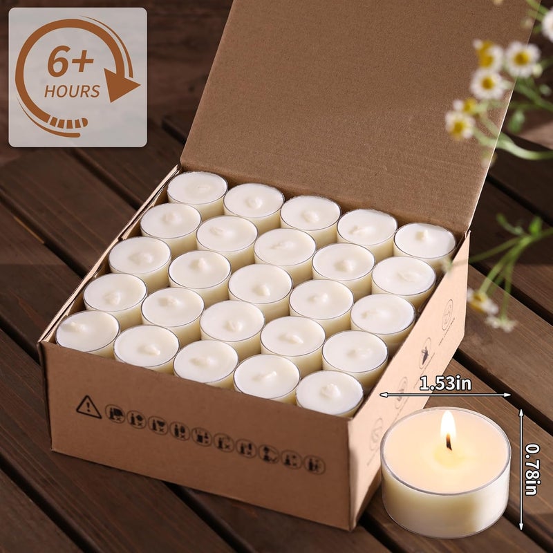 Devi Soy Tea Lights Candles 200 Pack, 6 Hour White Tea Candles Bulk, Soy Wax Tea Lights Bulk-6 Hours Long Burning, Unscented Small Votives Bulk for Wedding Favors, Party Events, Shabbat,Home Decor - Image 2
